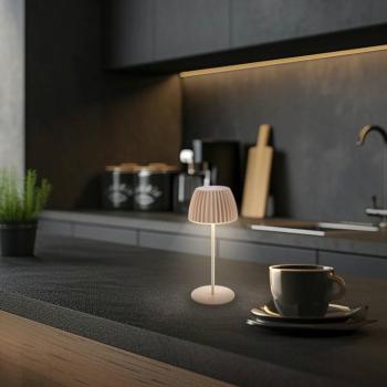 LED újratölthető asztali világítás Brilo unplugged Riffle, 20 cm, bézs kép