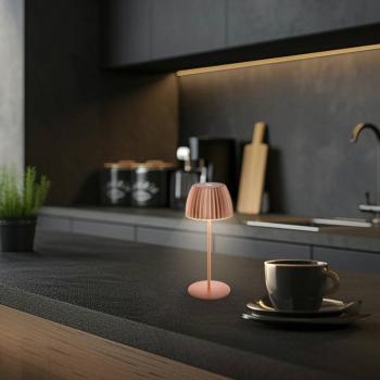 LED újratölthető asztali világítás Brilo unplugged Riffle, 20 cm, réz kép