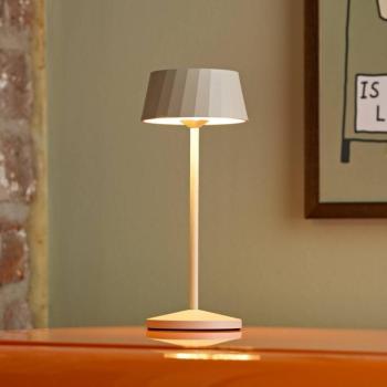 LED újratölthető asztali világítás Facetta, bézs, 22 cm, fém, CCT IP44 kép