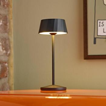 LED újratölthető asztali világítás Facetta, fekete, 22 cm, fém CCT IP44 kép