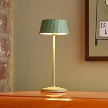 LED újratölthető asztali világítás Facetta, zöld, magasság 22 cm, fém, CCT kép