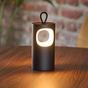 LED újratölthető asztali világítás Lunari, fekete, 16 cm, fém, CCT IP44 kép