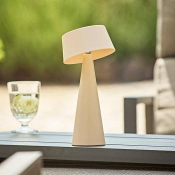 LED újratölthető asztali világítás Solino, bézs, napelem/USB, 26 cm, IP44 kép
