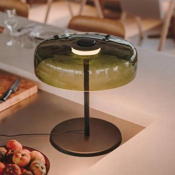 LEDS-C4 LED asztali lámpa Levels, Ø 42 cm, zöld, üveg, CCT kép