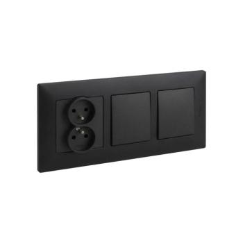 Legrand - 1-es számú kettős egypólusú kapcsoló és kettős aljzat NILOE kerettel, 250 V LR0014+LR0002+2xLR0006 kép