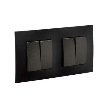 Legrand - 2x kettős soros kapcsoló č. 5 NILOE kerettel, fekete LR0013+2xLR0007 kép