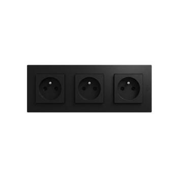 Legrand - 3-as fali aljzat kerettel NILOE STEP 250V fekete LR0046+3xLR0033 kép