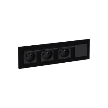 Legrand-3-as háztartási konnektor és 1-es egypólusú kapcsoló NILOE STEP 250V fekete LR0047+3xLR0035+LR0038 kép