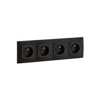 Legrand - 4-es fali konnektor kerettel NILOE 250V fekete LR0015+4xLR0001 kép