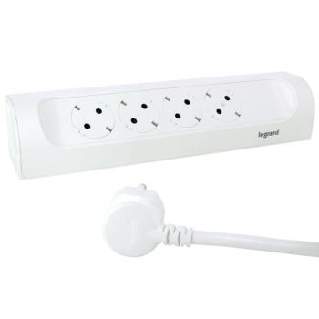 Legrand 694501 sarokba illeszkedő elosztósor, 4×2P+F, 1 m vezetékkel, fehér