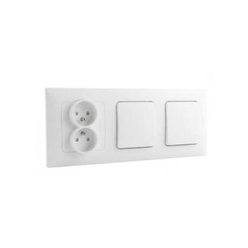 Legrand-Dupla egypólusú 1-es kapcsoló és dupla háztartási aljzat NILOE kerettel 250V fehér LR0030+LR0018+2XLR0022 kép