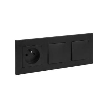 Legrand - dupla egypólusú 1-es kapcsoló és háztartási aljzat NILOE STEP 250V fekete LR0046+LR0033+2xLR0038 kép