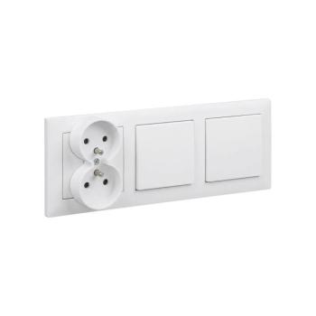 Legrand-Dupla egypólusú kapcsoló 1-es és dupla aljzat kerettel SUNO 250V fehér LR0078+LR0082+2XLR0086 kép