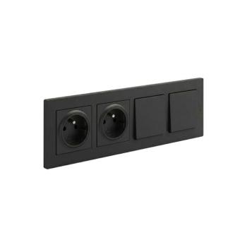 Legrand - dupla fali aljzat és dupla egypólusú kapcsoló, 1-es kerettel, NILOE STEP 250V LR0047+2xLR0033+2xLR0038 kép