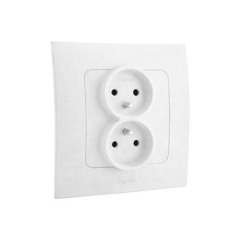 Legrand - Dupla fali aljzat kerettel NILOE 250V fehér LR0028+LR0018 kép