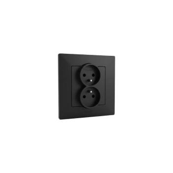 Legrand - Dupla háztartási dugaljzat kerettel NILOE STEP 250V fekete LR0044+LR0034 kép