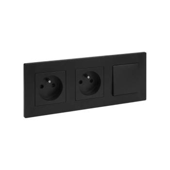Legrand - dupla háztartási konnektor és 1-es számú egypólusú kapcsoló NILOE STEP kerettel, 250V LR0046+2xLR0033+LR0038 kép