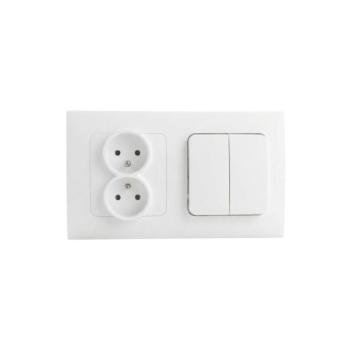 Legrand - dupla háztartási konnektor és dupla kapcsoló 5-ös számmal NILOE STEP 250V fehér LR0061+LR0050+LR0055 kép