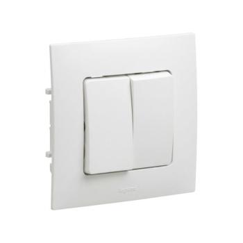 Legrand - Dupla kapcsoló č. 5 kerettel NILOE fehér LR0028+LR0023 kép