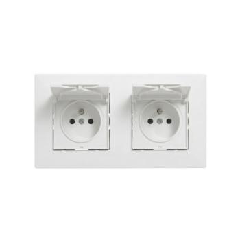 Legrand - Dupla kültéri fali dugalj kerettel NILOE STEP 250V IP44 fehér LR0061+2XLR0051 kép