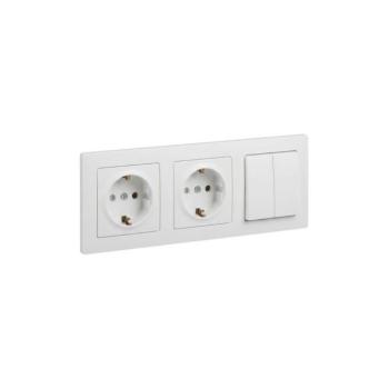 Legrand - Dupla lakossági SCHUKO aljzat és kettős kapcsoló č. 5 SUNO kerettel 250V fehér LR0078+2XLR0117+LR0087 kép