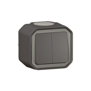 Legrand - Dupla lépcsőházi kapcsoló 6+6 PLEXO IP55 antracit 069775L kép