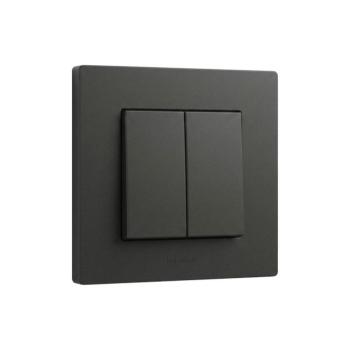 Legrand - Dupla lépcsőházi kapcsoló kerettel (sz. 6+6) NILOE STEP, fekete LR0044+LR0037 kép