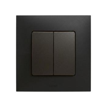 Legrand - Dupla lépcsőházi kapcsoló sz. 6+6 NILOE kerettel fekete LR0012+LR0005 kép