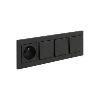 Legrand-háromgombos egypólusú kapcsoló 1-es és háztartási aljzat NILOE STEP 250V fekete LR0047+LR0033+3xLR0038 kép