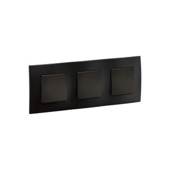 Legrand - Háromgombos egypólusú kapcsoló č. 1 NILOE kerettel fekete LR0014+3xLR0006 kép