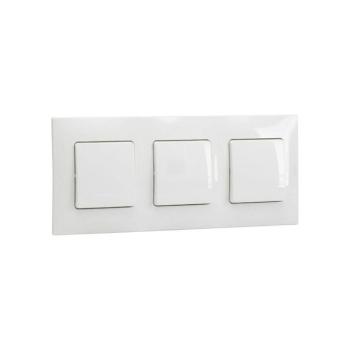 Legrand - Háromgombos egypólusú kapcsoló sz. 1 kerettel NILOE fehér LR0030+3XLR0022 kép