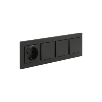 Legrand-háromrészes egypólusú kapcsoló 1-es és domo SCHUKO NILOE STEP dugalj 250V fekete LR0047+LR0116+3xLR0038 kép