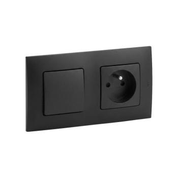 Legrand - Háztartási aljzat és egypólusú kapcsoló (1-es) NILOE 250V fekete LR0013+LR0001+LR0006 kép