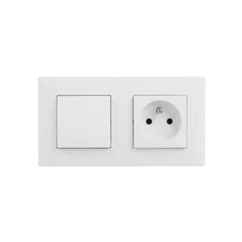 Legrand - Háztartási aljzat és egypólusú kapcsoló 1-es NILOE STEP kerettel 250V fehér LR0061+LR0049+LR0054 kép
