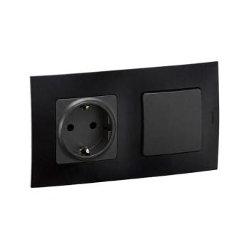 Legrand - Háztartási SCHUKO aljzat és 6-os lépcsőházi kapcsoló NILOE kerettel 250V č LR0013+LR0114+LR0008 kép