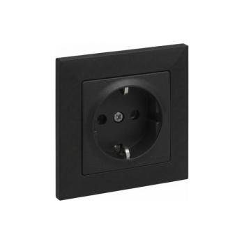 Legrand - Háztartási SCHUKO aljzat SUNO kerettel 250V fekete LR0076+LR0118 kép