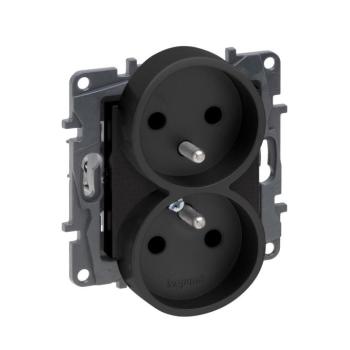 Legrand - Keret nélküli dupla fali aljzat NILOE STEP 250V fekete 863532 kép
