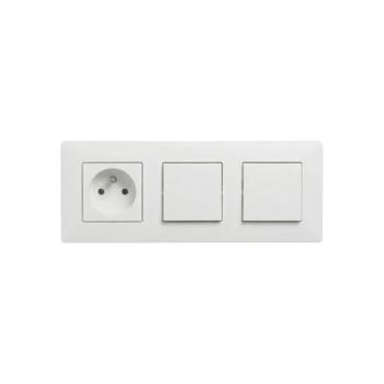 Legrand - Kettős egypólusú 1-es kapcsoló és domo aljzat NILOE STEP kerettel, 250V, fehér LR0062+LR0049+2XLR0054 kép
