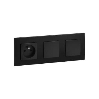 Legrand - Kettős egypólusú 1-es kapcsoló és háztartási konnektor NILOE kerettel 250V LR0014+2xLR0006+LR0001 kép