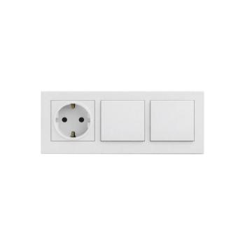 Legrand - kettős egypólusú kapcsoló 1-es és háztartási SCHUKO NILOE STEP 250V aljzat, fehér LR0062+LR0115+2XLR0054 kép