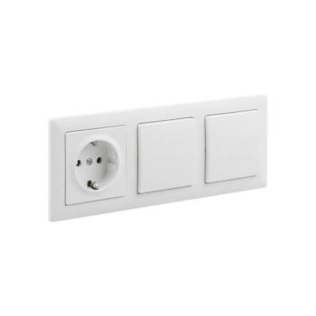 Legrand - Kettős egypólusú kapcsoló č. 1 és háztartási SCHUKO aljzat SUNO kerettel 250V fehér LR0078+LR0117+2XLR0086 kép
