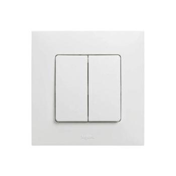 Legrand - Kettős lépcsőházi kapcsoló č. 6+6, NILOE kerettel, fehér LR0028+LR0021 kép