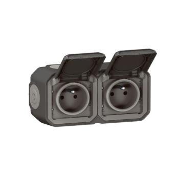 Legrand - Kültéri dupla dugalj PLEXO 250V IP55 antracit 069788L kép