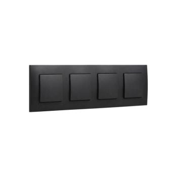 Legrand - Négyes egypólusú kapcsoló 1-es kerettel NILOE fekete LR0015+4xLR0006 kép