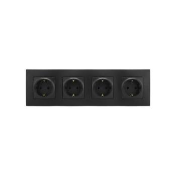 Legrand - Négyes fali SCHUKO konnektor NILOE 250V fekete LR0015+4xLR0114 kép