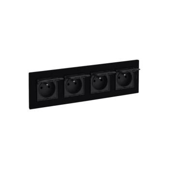 Legrand - Négyes kültéri aljzat kerettel NILOE STEP 250V IP44 fekete LR0047+4xLR0035 kép