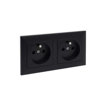 Legrand - SUNO dupla fali aljzat kerettel 250V fekete LR0077+2XLR0065 kép