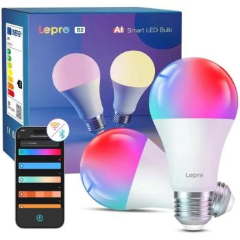 Lepro B2 AI okos izzó E27 RGBCW WiFi és Bluetooth 10 W 1100 lm, 2 db kép