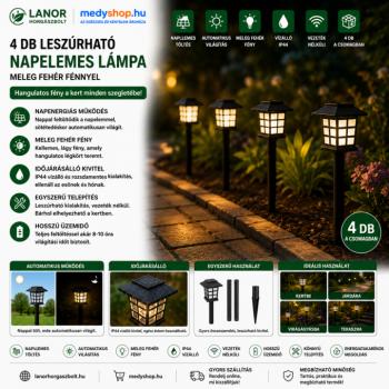 Leszúrható kerti napelemes lámpa, 4 db – fekete kép