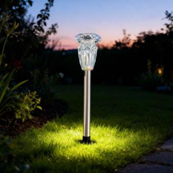 Leszúrható szolár lámpa – 1 x melegfehér – króm – 6 x 38,5 cm kép